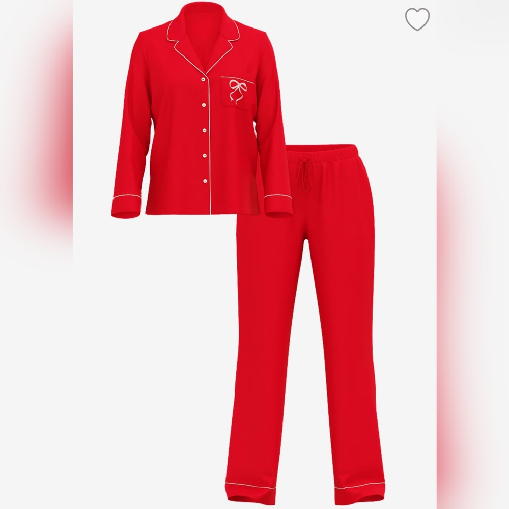 VICTORIA SECRET Modal Soft Long Pajama Set Red Lipstick. Size S - Picture 4 of 6